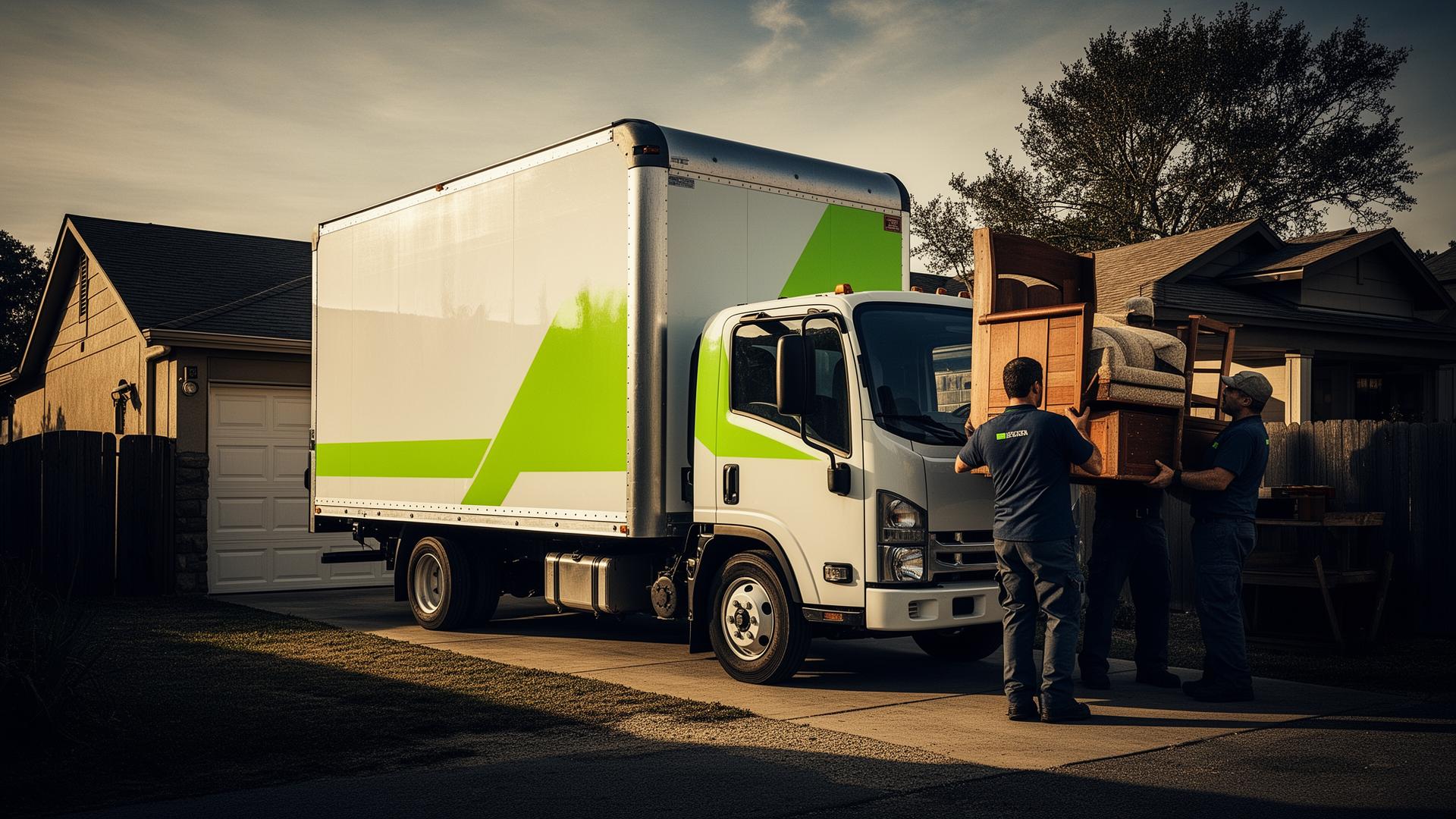 Prolift Hauling crew loading furniture into a clean white box truck